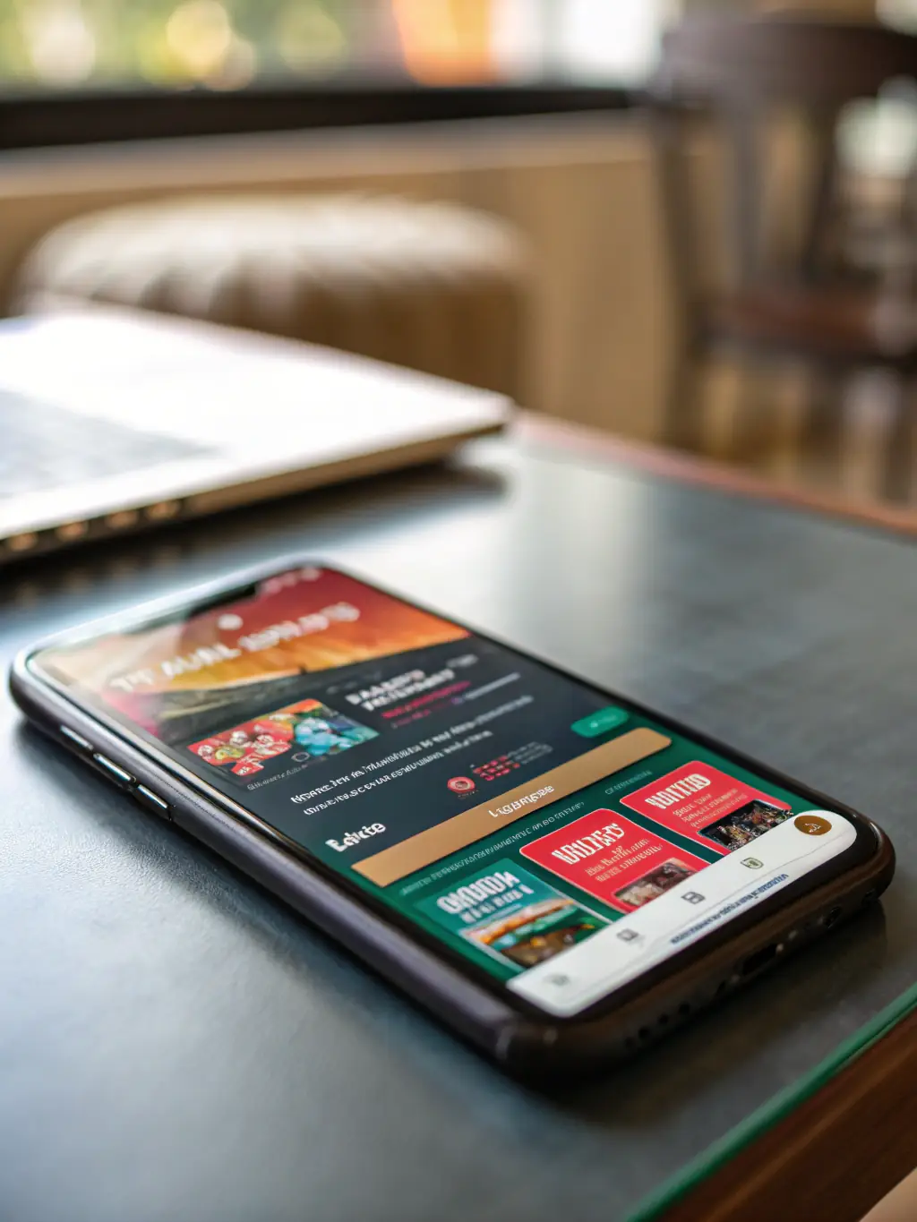 A vibrant, eye-level shot of a smartphone displaying the JILI7 app interface, showcasing a selection of exclusive slot games with enticing graphics and bonus features.