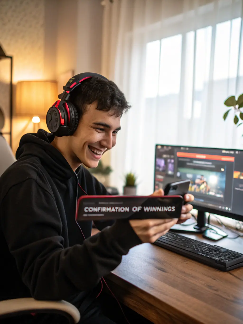 A smiling player winning a jackpot on a JILI7 game, with celebratory graphics and confetti, illustrating the potential for big wins and exciting moments on the platform.